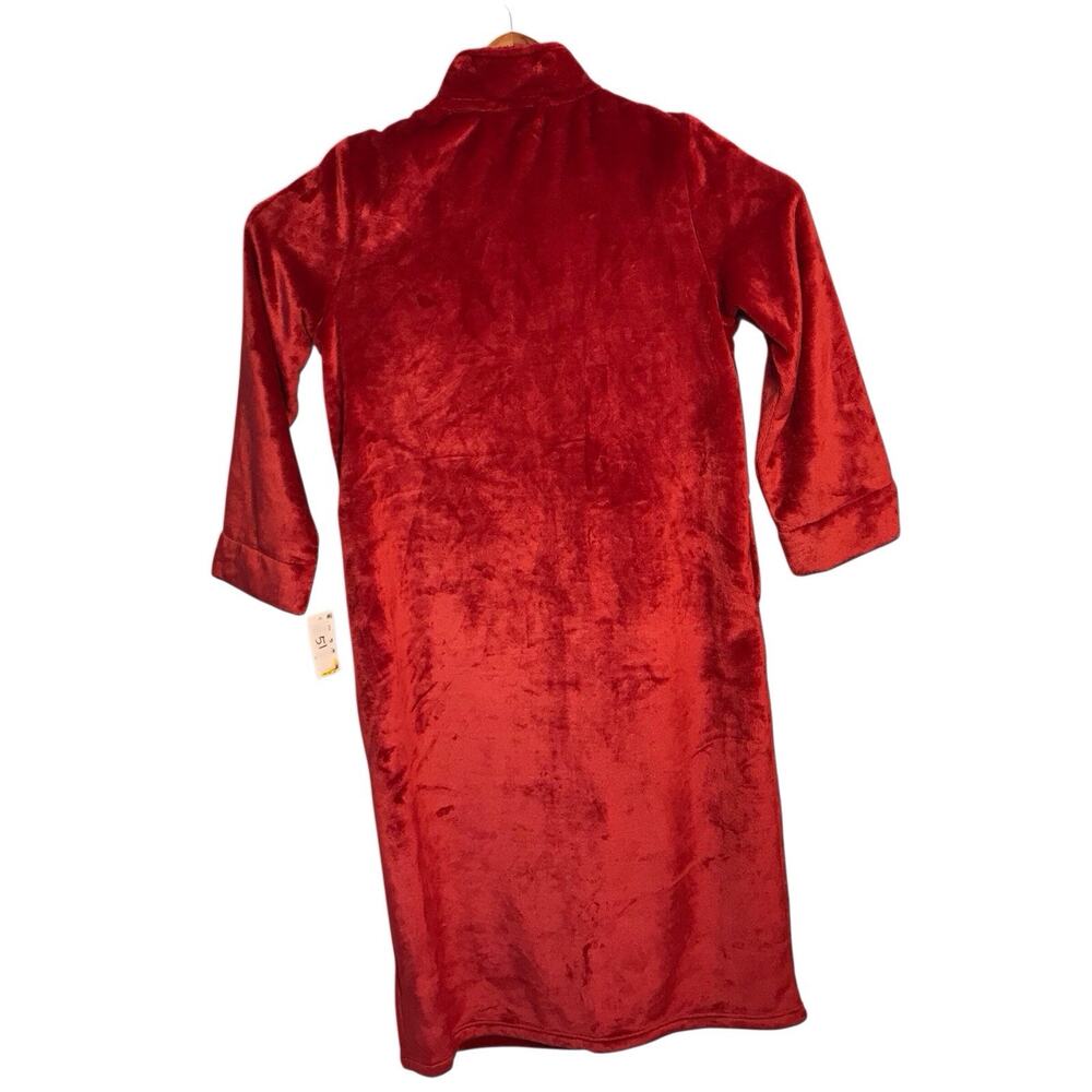 Charter Club Women's Long Plush Zip-Front Robe, Fire Brick, Medium